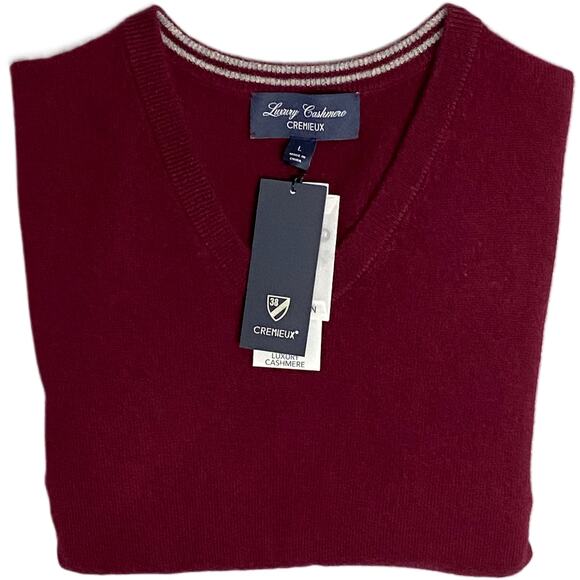 Daniel Cremieux V-Neck Sweater Men's Large Luxury Cashmere Burgundy NEW - Picture 1 of 15